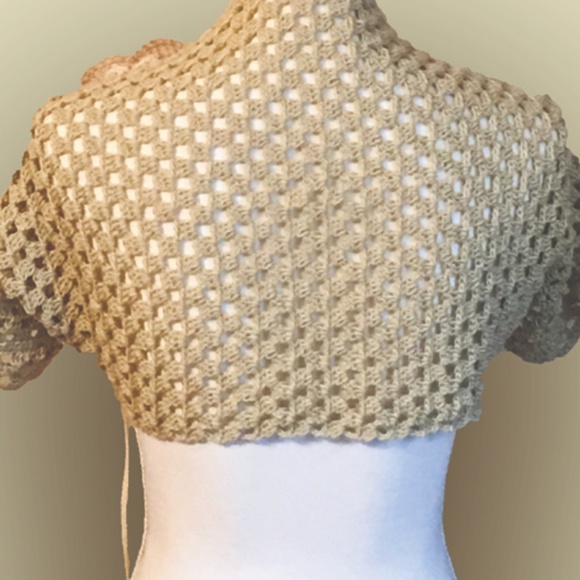 Handmade Crochet Shrug in Creamy Cotton - Picture 4 of 6